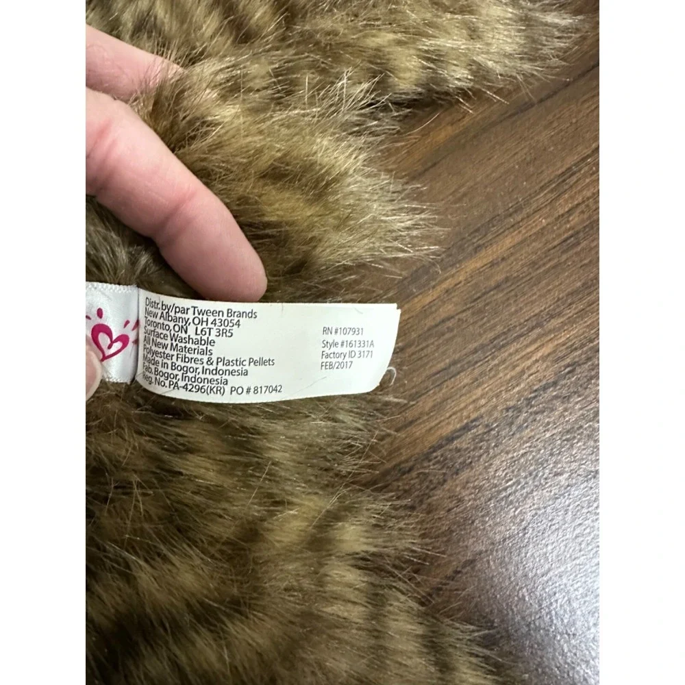 Justice Mandra Sloth Brown Fuzzy Soft Striped Shaggy 13